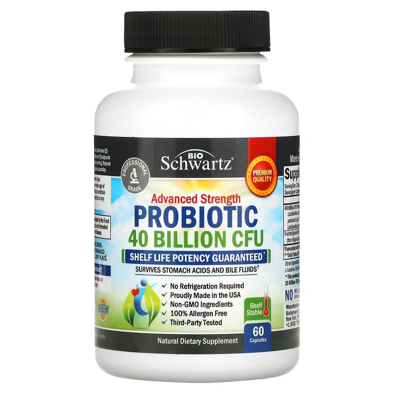 BioSchwartz, Advanced Strength Probiotic, 40 Billion CFU, 60 Capsules 737212750903