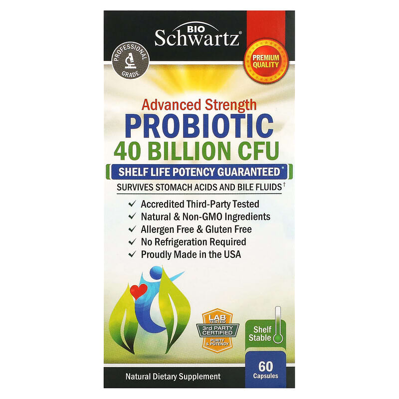 BioSchwartz Advanced Strength Probiotic 40 Billion CFU 60 Capsules 737212750903