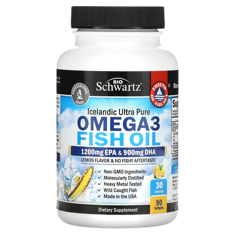 BioSchwartz, Omega 3 Fish Oil, Lemon , 90 Softgels 737212751177