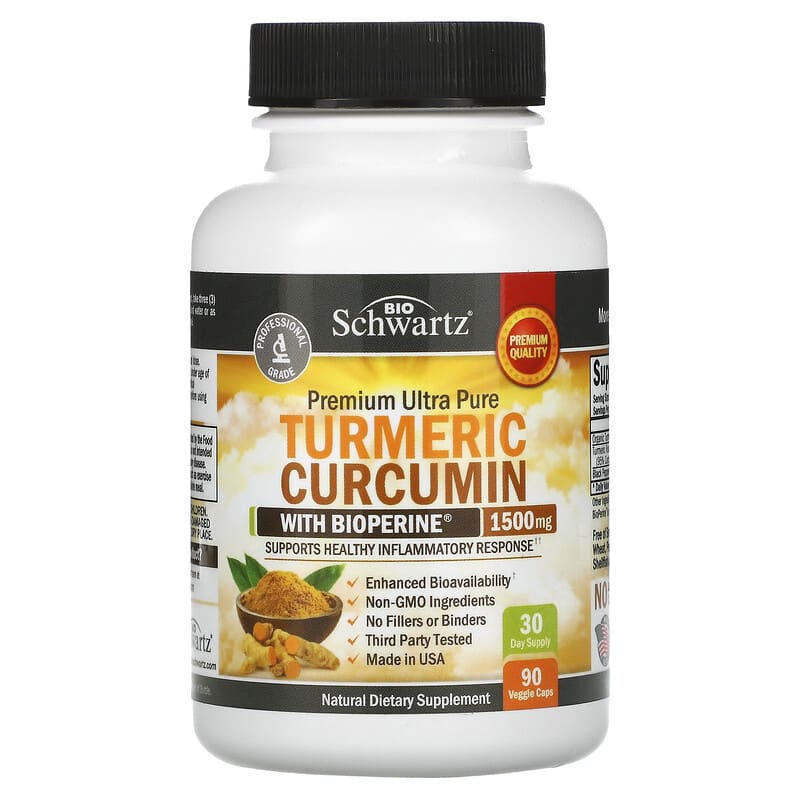 BioSchwartz, Turmeric Curcumin with Bioperine, 500 mg, 90 Capsules 737212751023