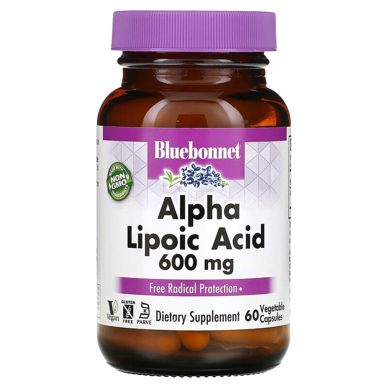Bluebonnet Nutrition Alpha Lipoic Acid 600 mg 60 Vegetable Capsules 743715008564