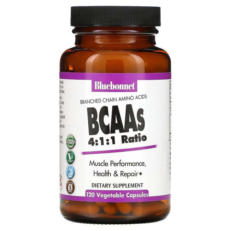 Bluebonnet Nutrition BCAAs 4:1:1 Ratio 120 Vegetable Capsules 743715015906