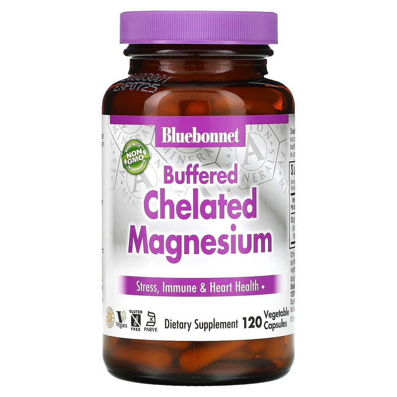 Bluebonnet Nutrition Buffered Chelated Magnesium 120 Vegetable Capsules 743715006737