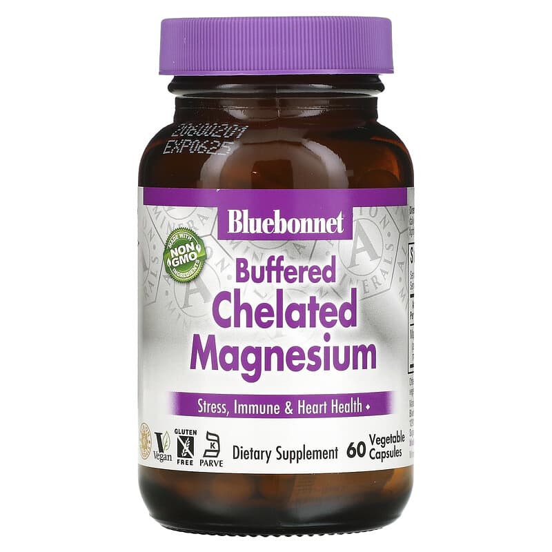 Bluebonnet Nutrition Buffered Chelated Magnesium 60 Vegetable Capsules 743715006720