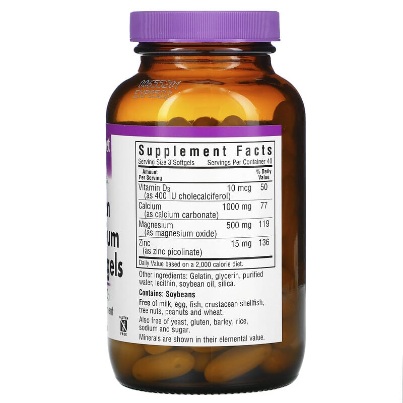 Bluebonnet Nutrition, Calcium Magnesium Zinc, 120 Softgels 743715007017