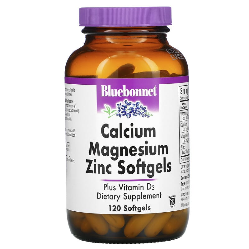 Bluebonnet Nutrition Calcium Magnesium Zinc 120 Softgels 743715007017