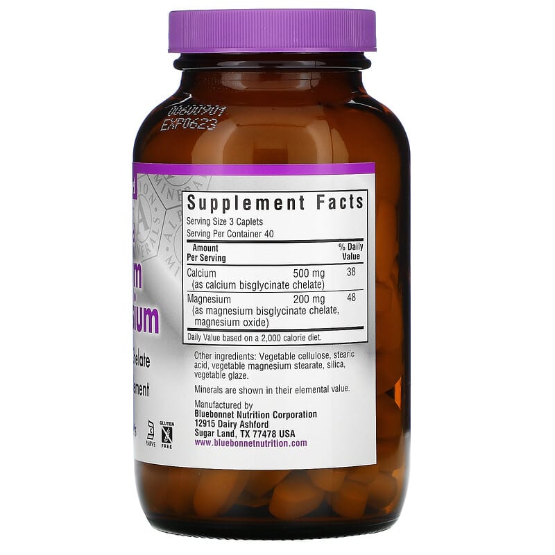 Bluebonnet Nutrition, Chelated Calcium Magnesium, 120 Caplets 743715006614