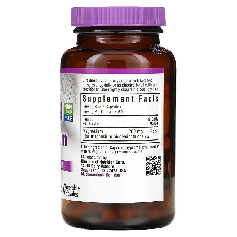 Bluebonnet Nutrition, Chelated Magnesium, 120 Vegetable Capsules 743715006836