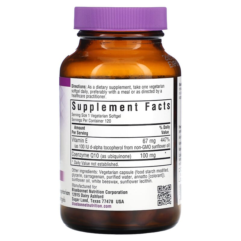 Bluebonnet Nutrition, CoQ10, 100 mg, 120 Vegetarian Softgels 743715008113