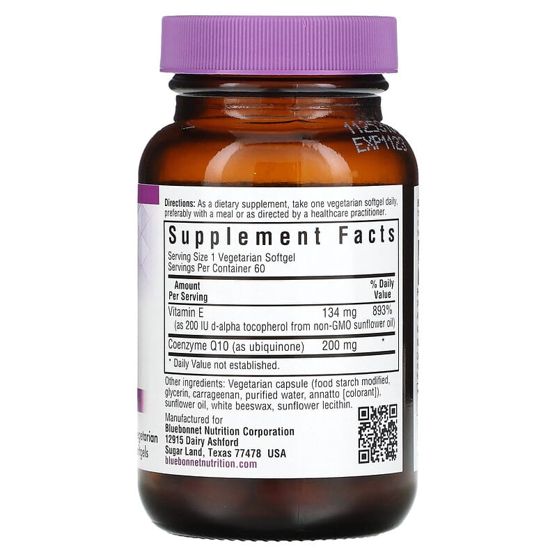 Bluebonnet Nutrition, CoQ10, 200 mg, 60 Vegetarian Softgels 743715008205