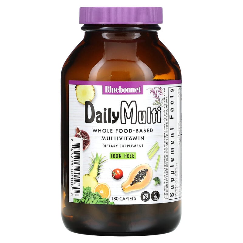 Bluebonnet Nutrition Daily Multi Iron Free 180 Caplets 743715001060
