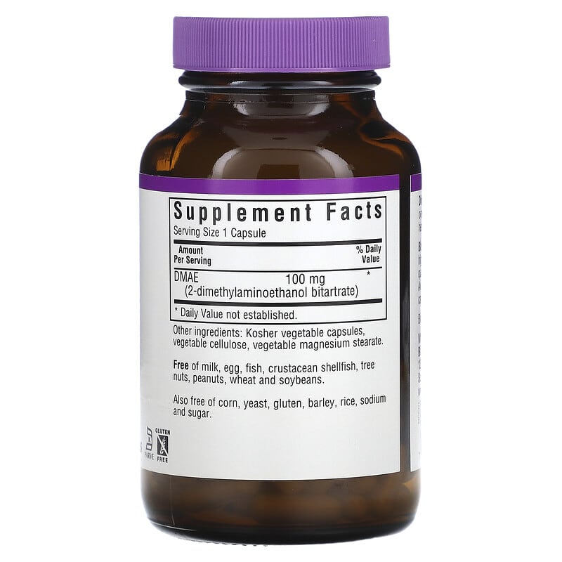 Bluebonnet Nutrition, DMAE, 100 mg, 100 Vegetable Capsules 743715010901