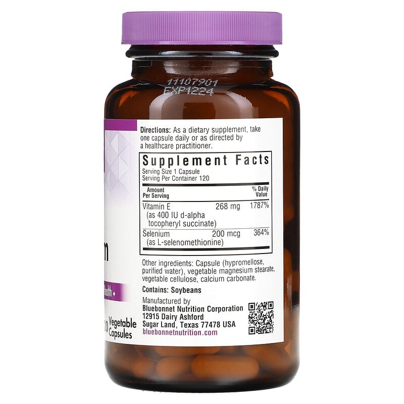 Bluebonnet Nutrition, Dry-E & Selenium, 120 Vegetable Capsules 743715006324