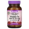 Bluebonnet Nutrition Earth Sweet Chewables Vitamin D3 Raspberry 1,000 IU (25 mcg) 90 Chewable Tablets 743715003620
