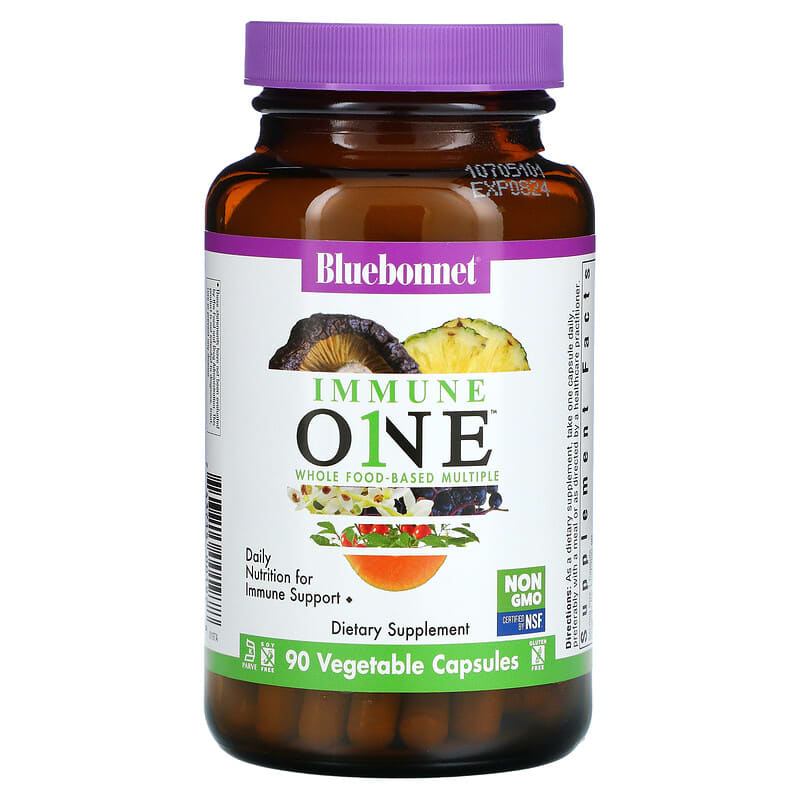 Bluebonnet Nutrition, Immune One, Whole Food-Based Multiple, 90 Vegetable Capsules 743715001978