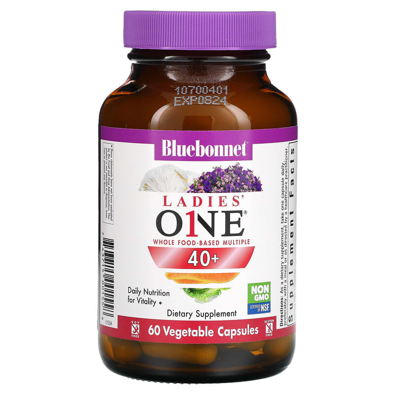 Bluebonnet Nutrition, Ladies One, Whole Food-Based Multiple, 40+, 60 Vegetable Capsules 743715001558