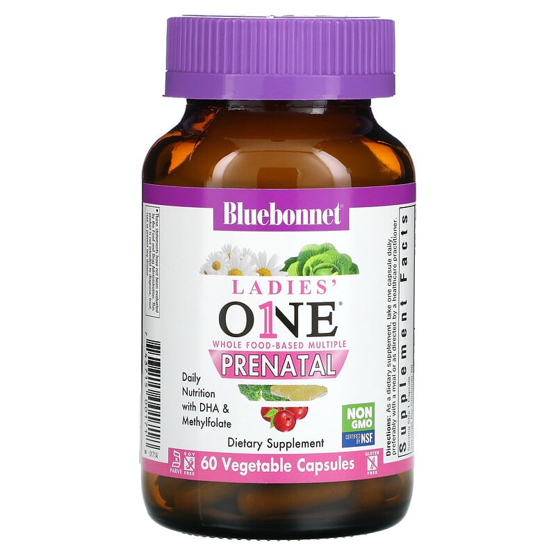 Bluebonnet Nutrition, Ladies One, Whole Food- Based Multiple, Prenatal, 60 Vegetable Capsules 743715001718