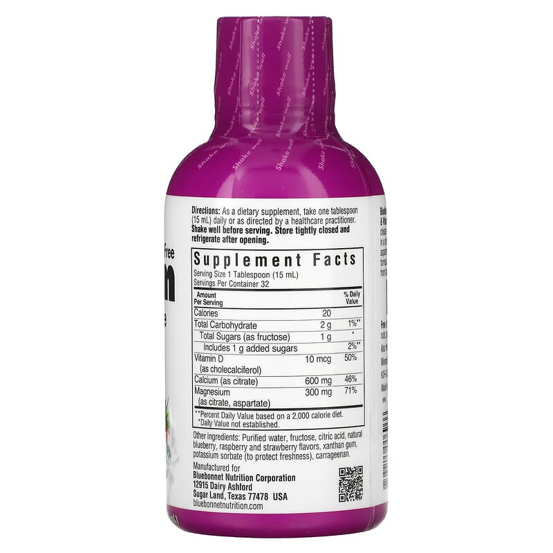 Bluebonnet Nutrition, Liquid Calcium Magnesium Citrate & Vitamin D3, Mixed Berry , 16 fl oz (473 ml) 743715006966