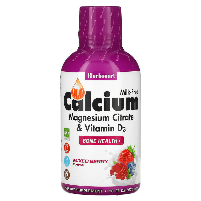 Bluebonnet Nutrition Liquid Calcium Magnesium Citrate & Vitamin D3 Mixed Berry  16 fl oz (473 ml) 743715006966