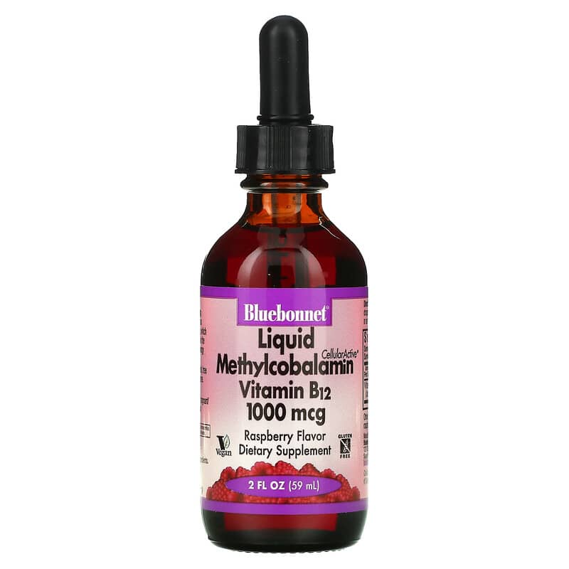 Bluebonnet Nutrition Liquid CelluarActive Methylcobalamin Vitamin B12 Raspberry 1,000 mcg 2 fl oz (59 ml) 743715004399