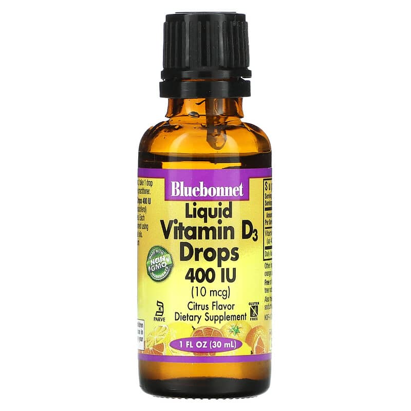 Bluebonnet Nutrition, Liquid Vitamin D3 Drops, Citrus, 10 mcg (400 IU), 1 fl oz (30 ml) 743715003729
