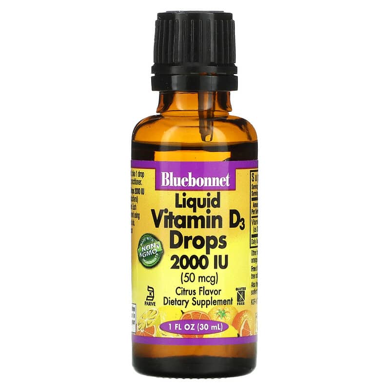 Bluebonnet Nutrition, Liquid Vitamin D3 Drops, Citrus, 50 mcg (2,000 IU), 1 fl oz (30 ml) 743715003767