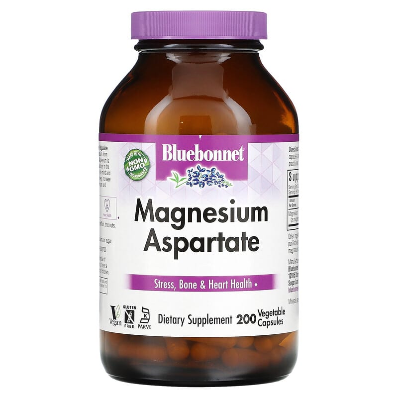 Bluebonnet Nutrition Magnesium Aspartate 200 Vegetable Capsules 743715007376