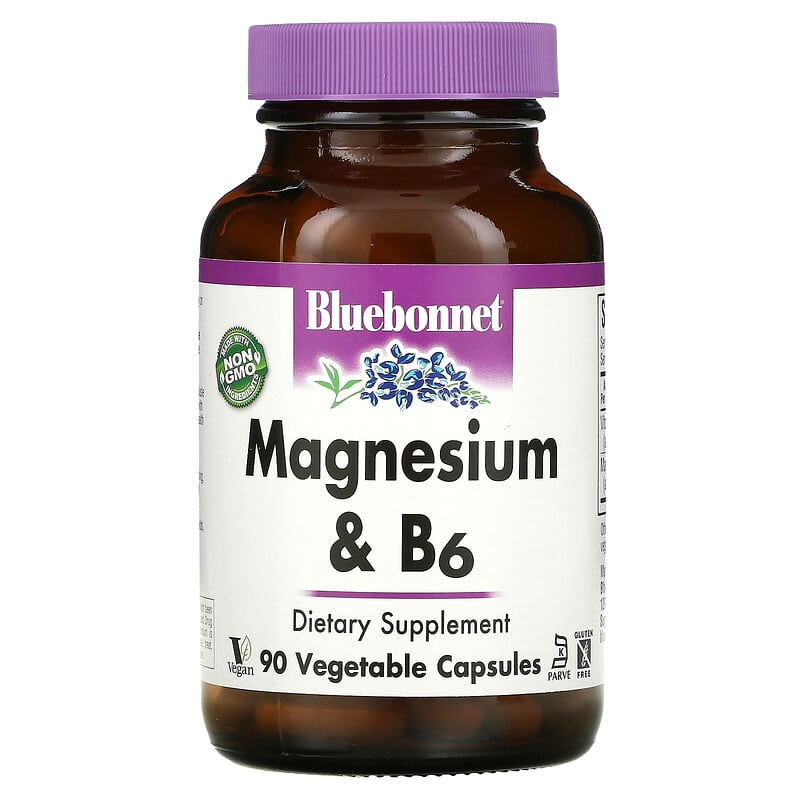 Bluebonnet Nutrition Magnesium & B6 90 Vegetable Capsules 743715007352
