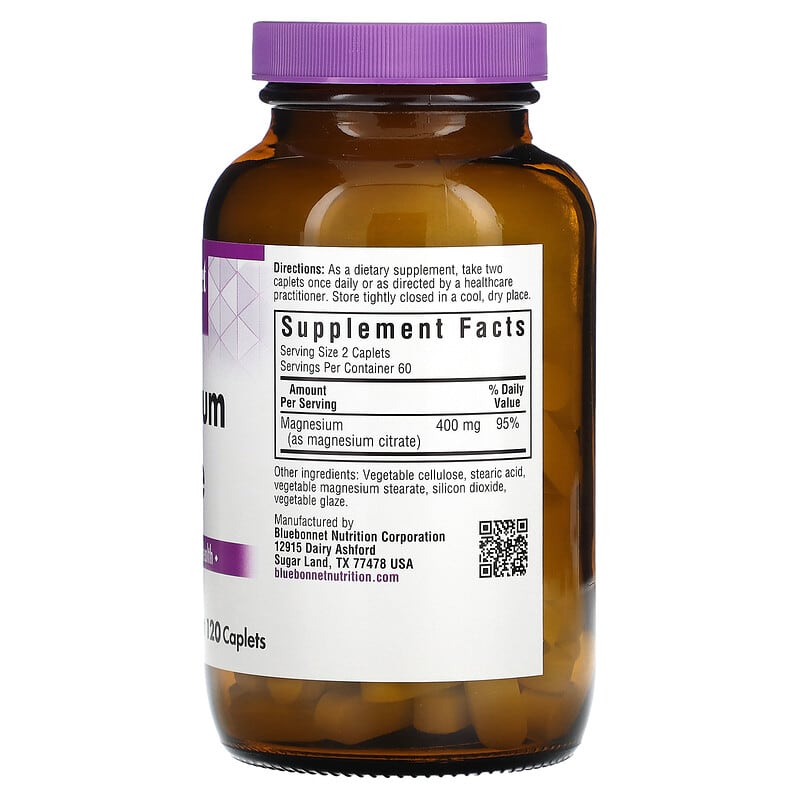 Bluebonnet Nutrition, Magnesium Citrate, 120 Caplets 743715007314