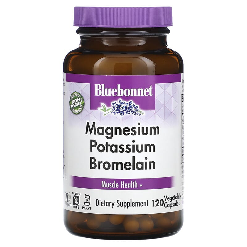 Bluebonnet Nutrition Magnesium Potassium Bromelain 120 Vegetable Capsules 743715007338