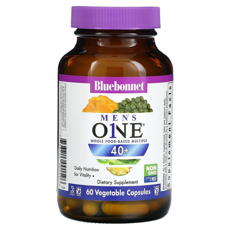 Bluebonnet Nutrition, Mens One, Whole Food- Based Multiple, 40+, 60 Vegetable Capsules 743715001596