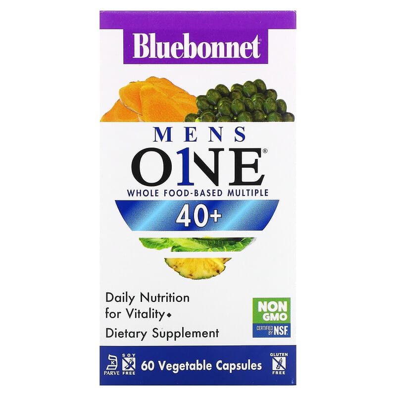 Bluebonnet Nutrition Mens One Whole Food- Based Multiple 40+ 60 Vegetable Capsules 743715001596