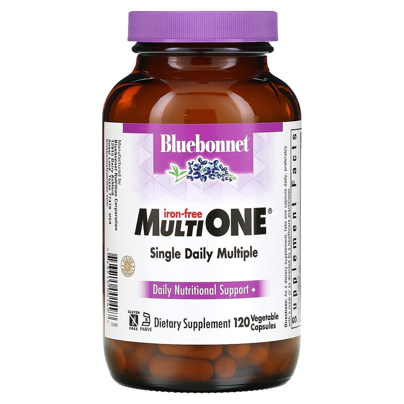 Bluebonnet Nutrition Multi One Single Daily Multiple Iron-Free 120 Vegetable Capsules 743715001497