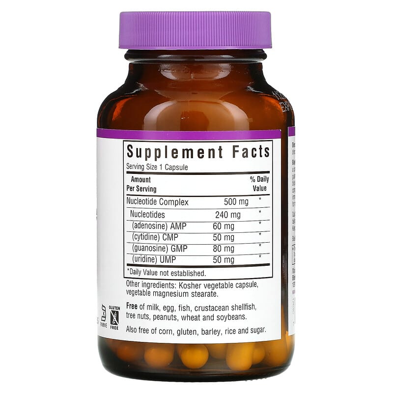 Bluebonnet Nutrition, Nucleotide Complex, RNA / DNA, 60 Vegetable Capsules 743715012646