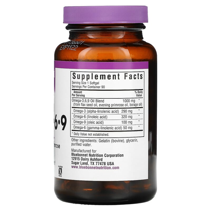 Bluebonnet Nutrition, Plant-Based Omega-3-6-9, 90 Softgels 743715010123