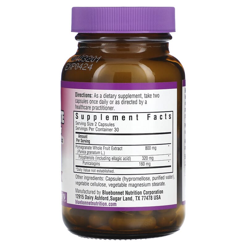 Bluebonnet Nutrition, Pomegranate Whole Fruit Extract, 60 Vegetable Capsules 743715009837