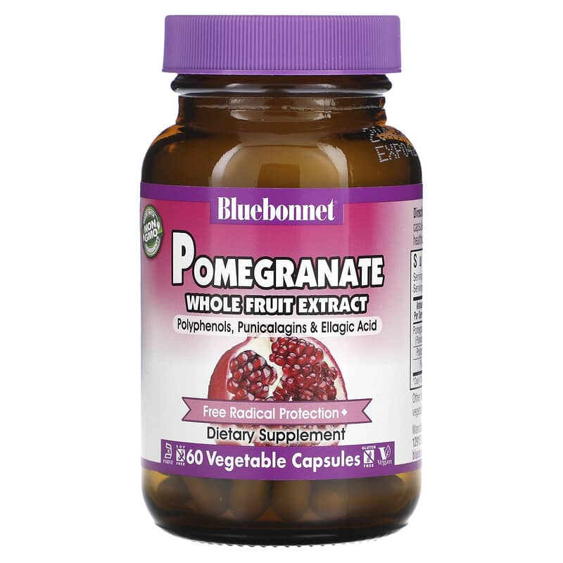 Bluebonnet Nutrition Pomegranate Whole Fruit Extract 60 Vegetable Capsules 743715009837
