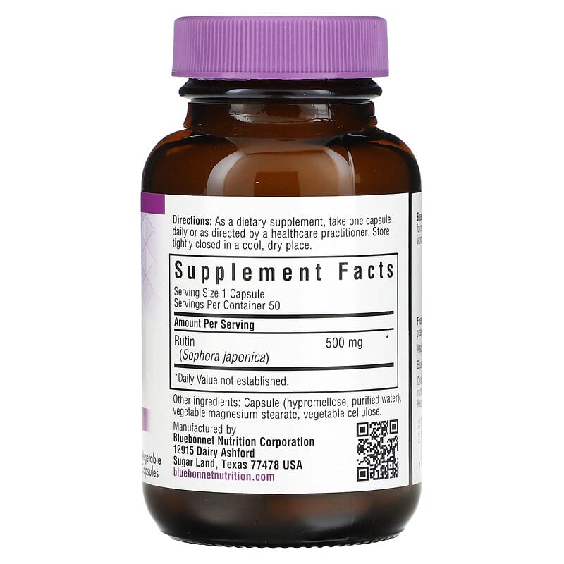 Bluebonnet Nutrition, Rutin, 500 mg, 50 Vegetable Capsules 743715005648