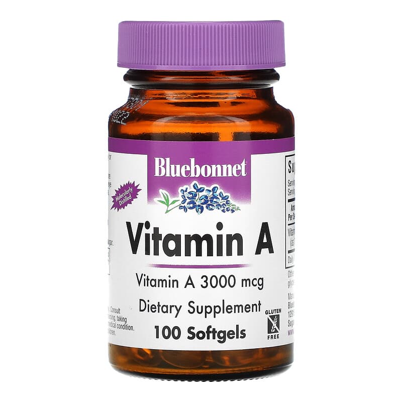 Bluebonnet Nutrition Vitamin A 3,000 mcg 100 Softgels 743715002982