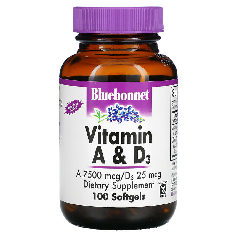 Bluebonnet Nutrition Vitamin A & D3 100 Softgels 743715003033