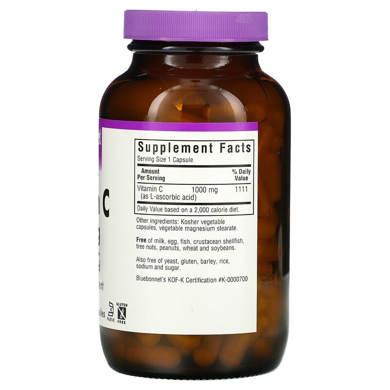 Bluebonnet Nutrition, Vitamin C, 1,000 mg, 180 Vegetable Capsules 743715005181