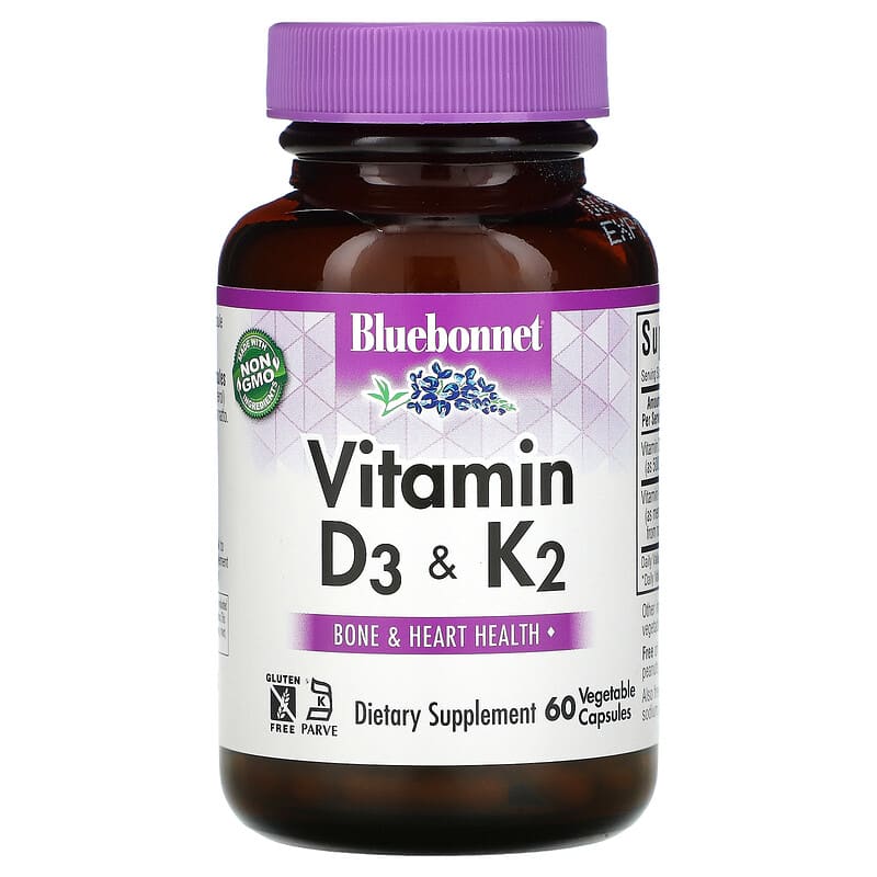 Bluebonnet Nutrition Vitamin D3 & K2 60 Vegetable Capsules 743715006546