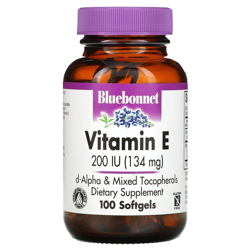 Bluebonnet Nutrition Vitamin E 200 IU (134 mg) 100 Softgels 743715006126