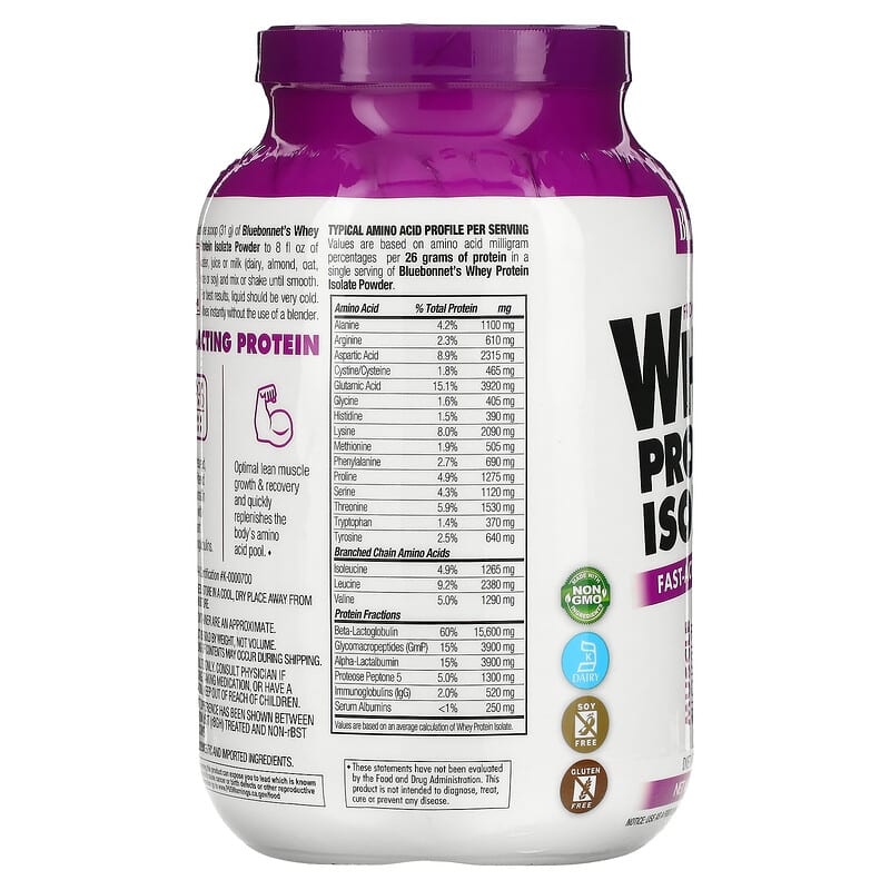 Bluebonnet Nutrition, Whey Protein Isolate, Original, 2.2 lbs (992 g) 743715015616