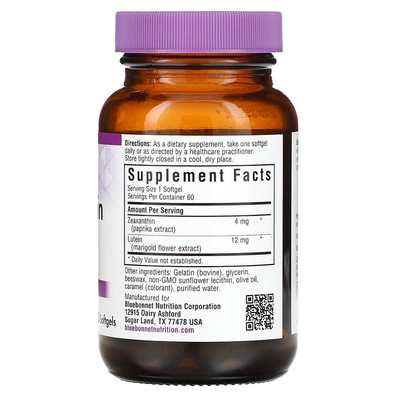 Bluebonnet Nutrition, Zeaxanthin & Lutein, 60 Softgels 743715008595
