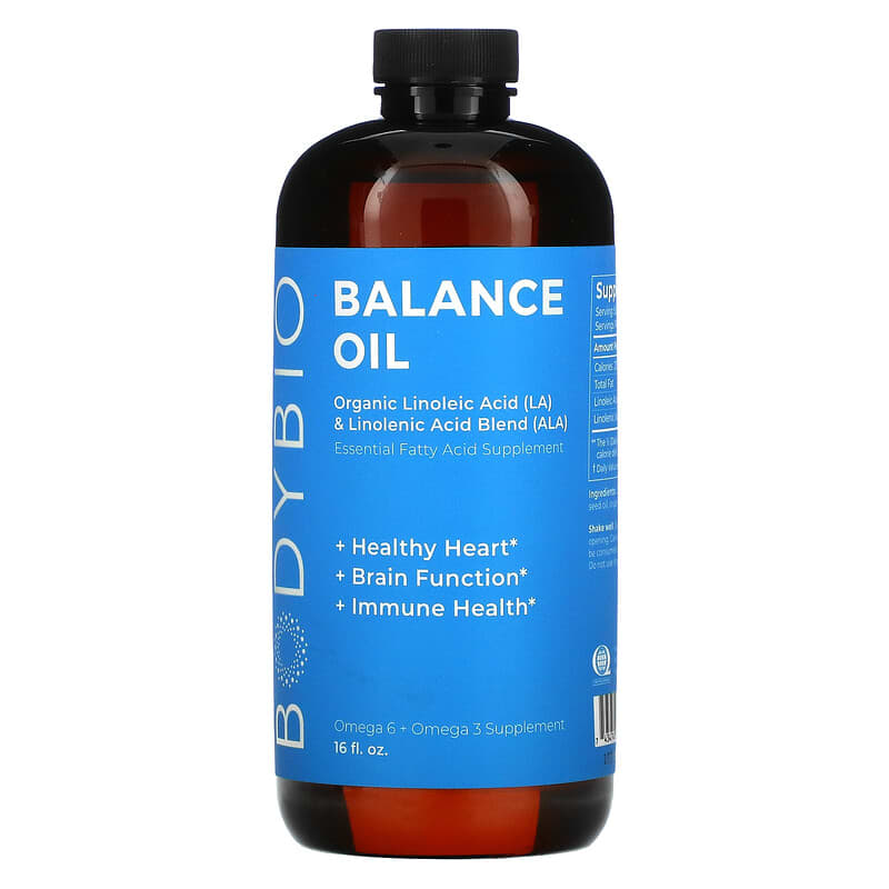 BodyBio Balance Oil Organic Linoleic Acid (LA) and Linolenic Acid Blend (ALA) 16 fl oz (473 ml) 743474030165