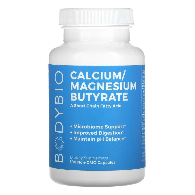 BodyBio Calcium/Magnesium Butyrate 100 Non-GMO Capsules 743474993200