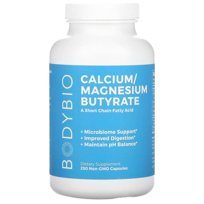 BodyBio Calcium/Magnesium Butyrate 250 Non-GMO Capsules 743474913253