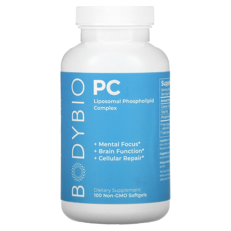 BodyBio PC Liposomal Phospholipid Complex 100 Non-GMO Softgels 743474916001