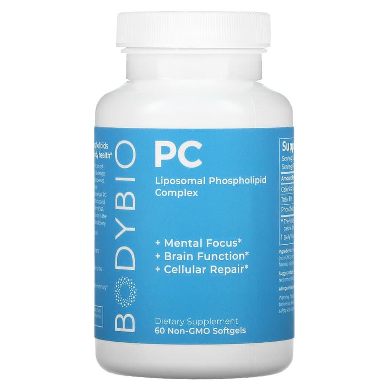 BodyBio PC Liposomal Phospholipid Complex 60 Non-GMO Softgels 743474915806